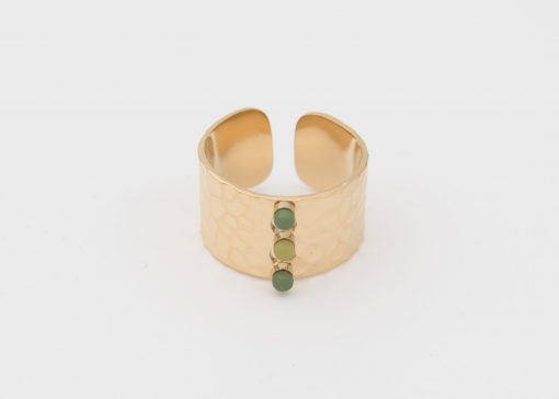 Bague Corfou | Bague en acier inoxydable et pierre