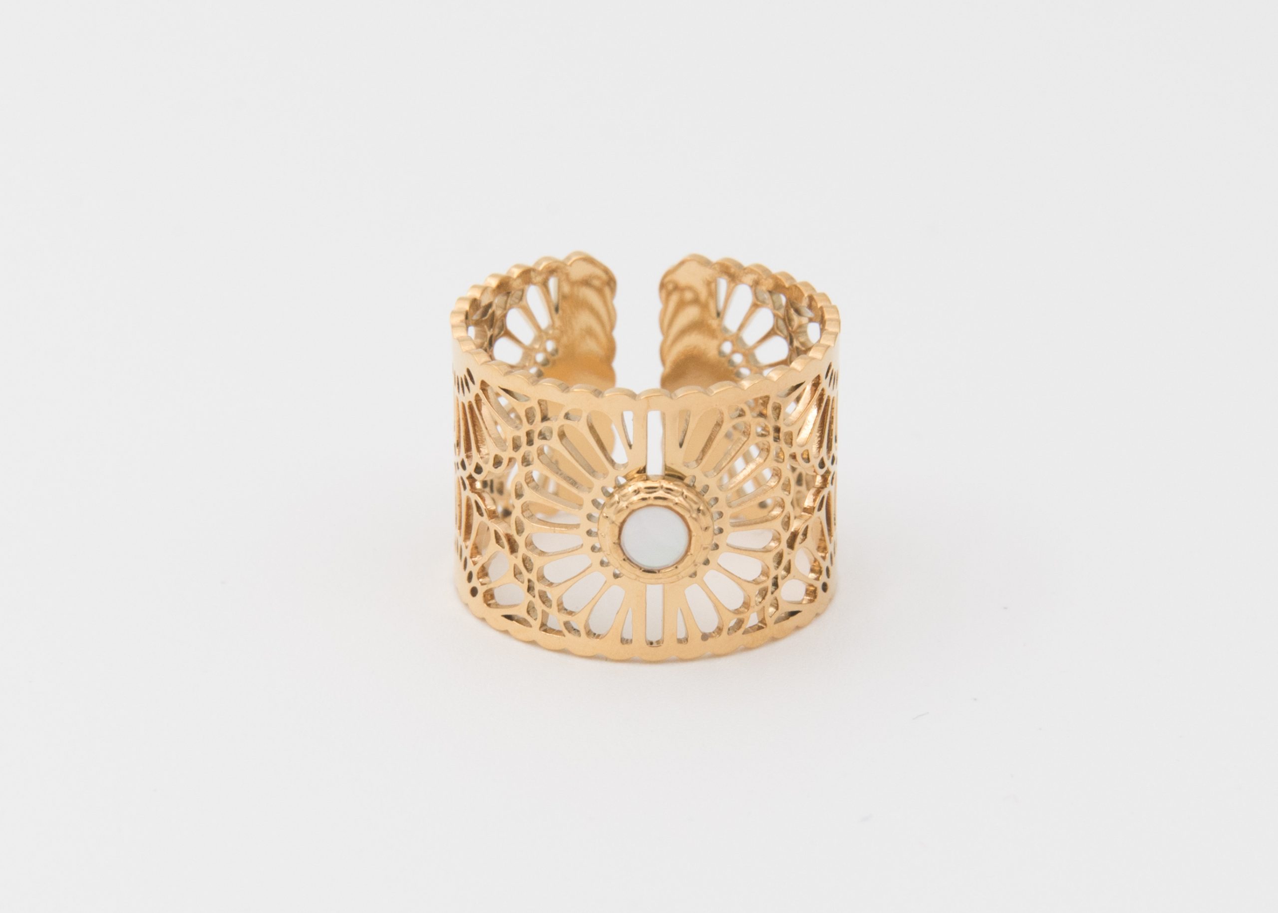 Bague Alcudia | Bague en acier inoxydable et nacre